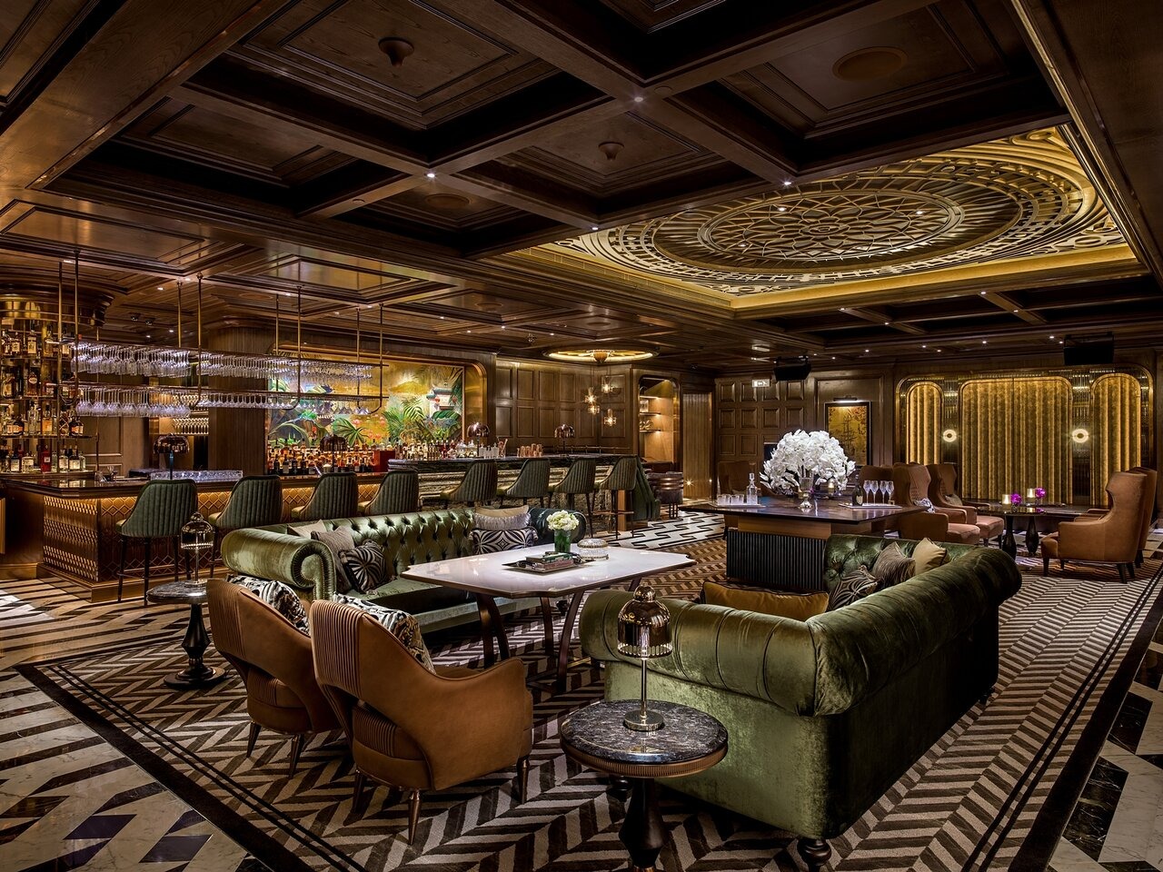 Stylish restaurant interior with comfortable seating area and catering offer
